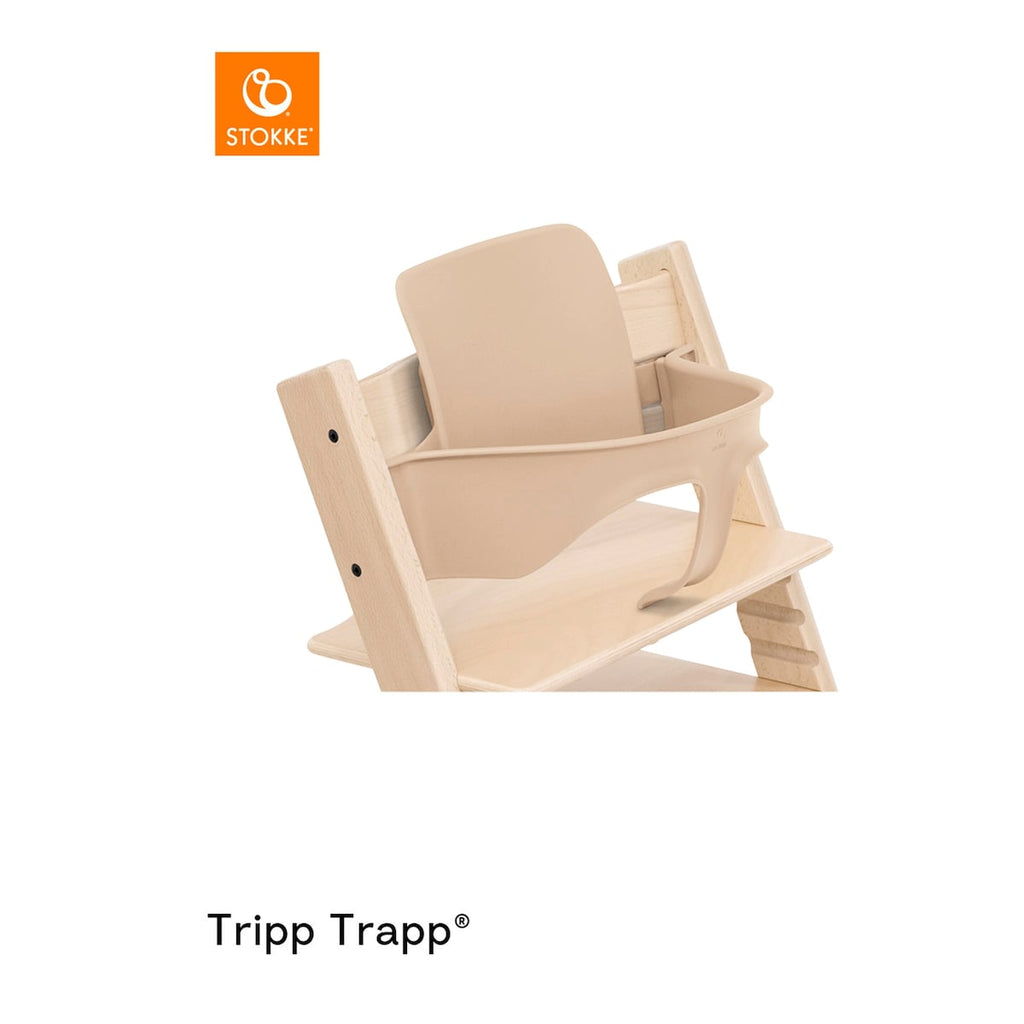 Nærbilde av materiale på Tripp Trapp pakke i bøk med Newborn Set og Baby Set