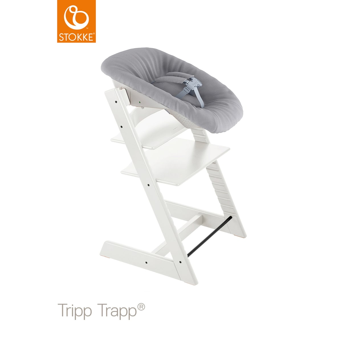 Montert Tripp trapp-stol i eik med newborn-sett og babysett