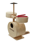 Trommesett i tre for barn 45x54x71 cm PlanToys nærbilde av cymbal