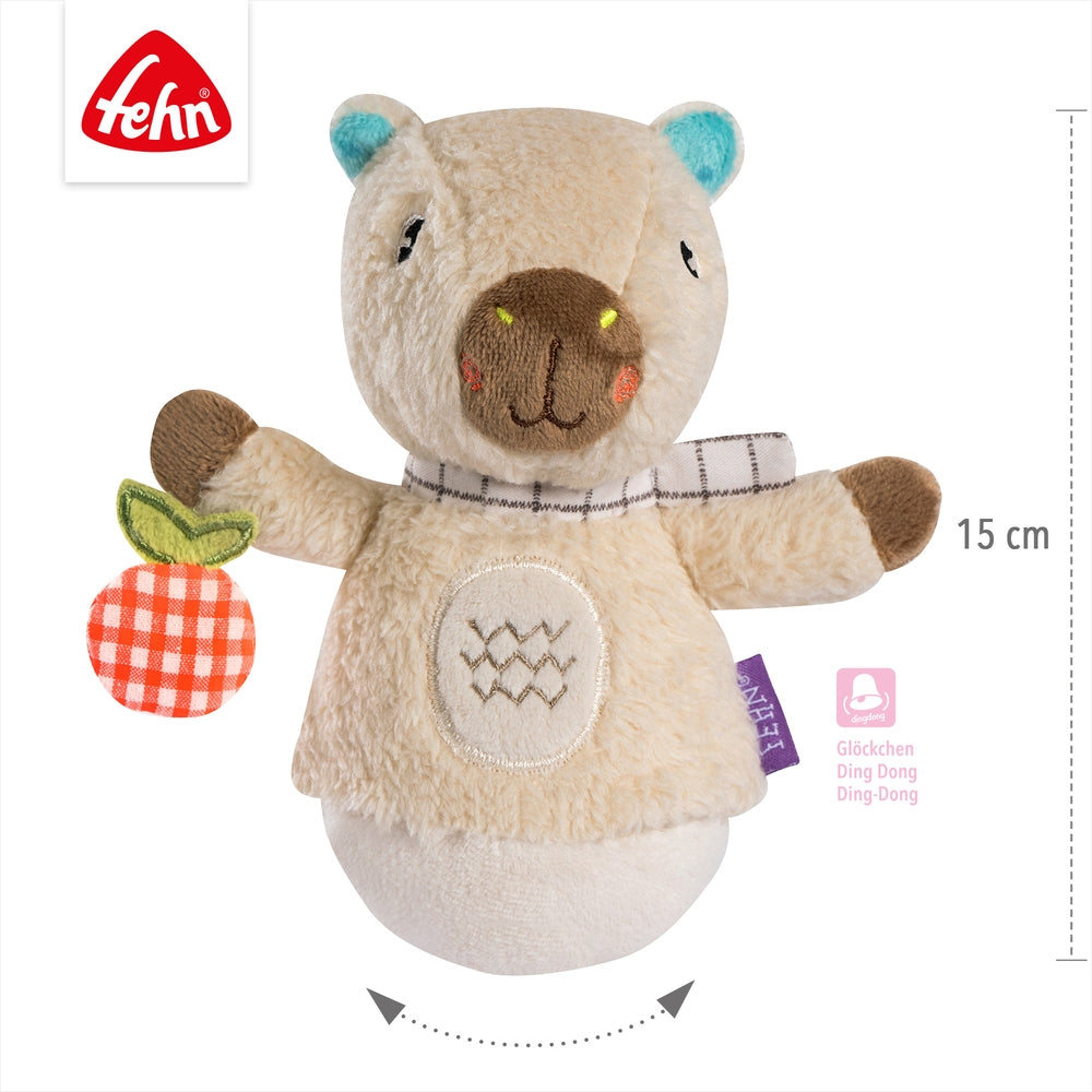 Tumlefigur Capybara med bjelle og fargerike detaljer - Fehn montert