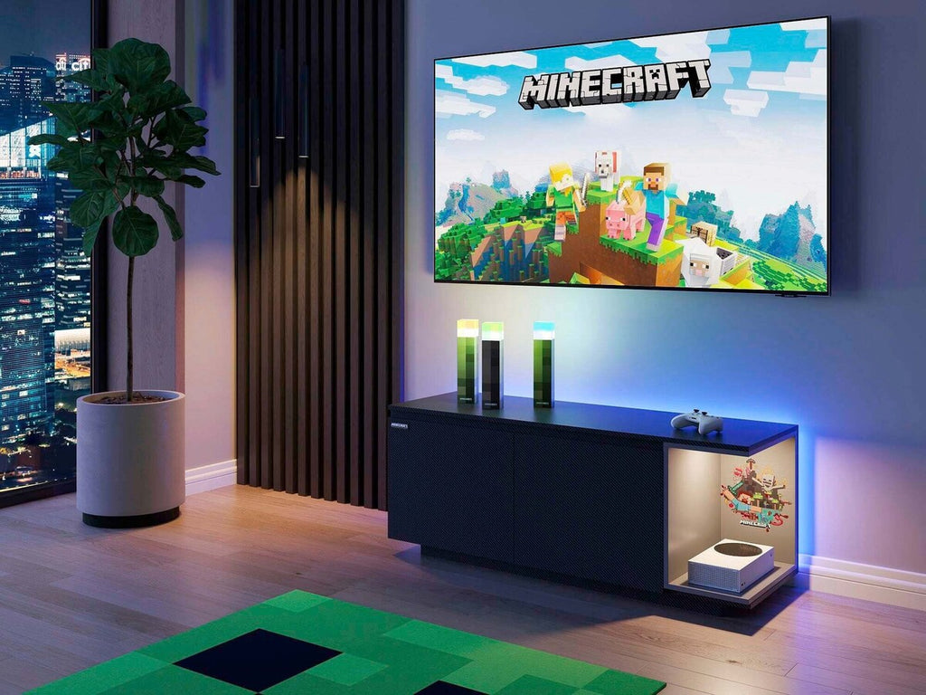 Åpne dører på TV-benk med 2 dører og kabelgjennomføring Minecraft