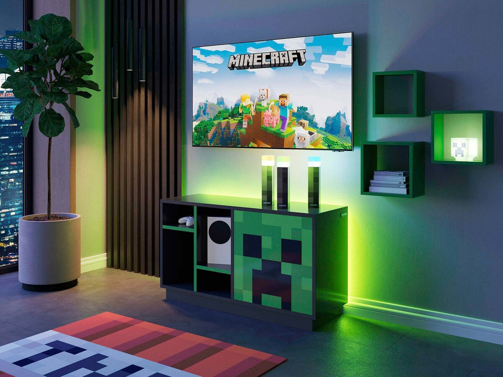 TV-benk med dør push-open og 4 åpne rom Minecraft bakside