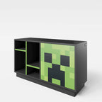 Detalj av push-open dør på TV-benk med 4 åpne rom Minecraft