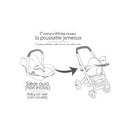 Svingbare forhjul på Tvillingdukkevogn Maxi-Cosi-design for dukker opptil 42 cm