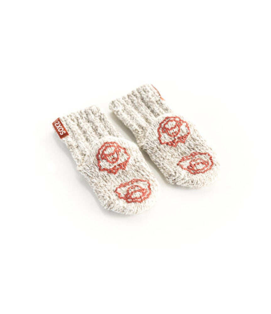 Detalj av antisklisåle på ullsokker med antisklisåle for baby beige sweet hazel SOXS