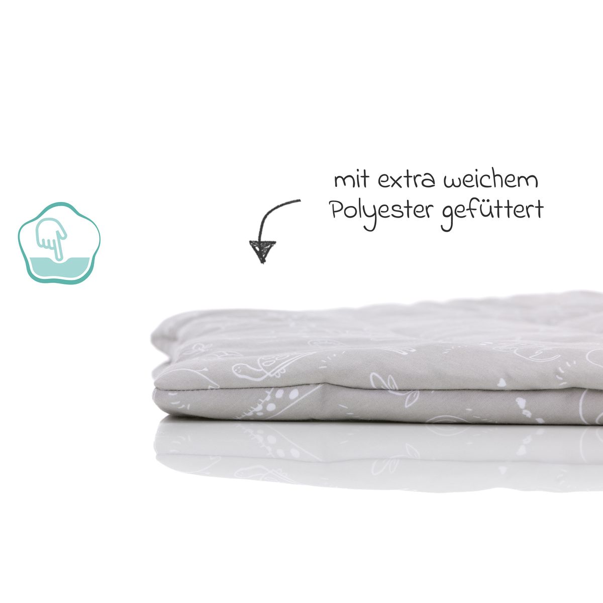 Detalj av dyremønster på underlaget til sekskantet lekegrind i jersey Safari - Fillikid