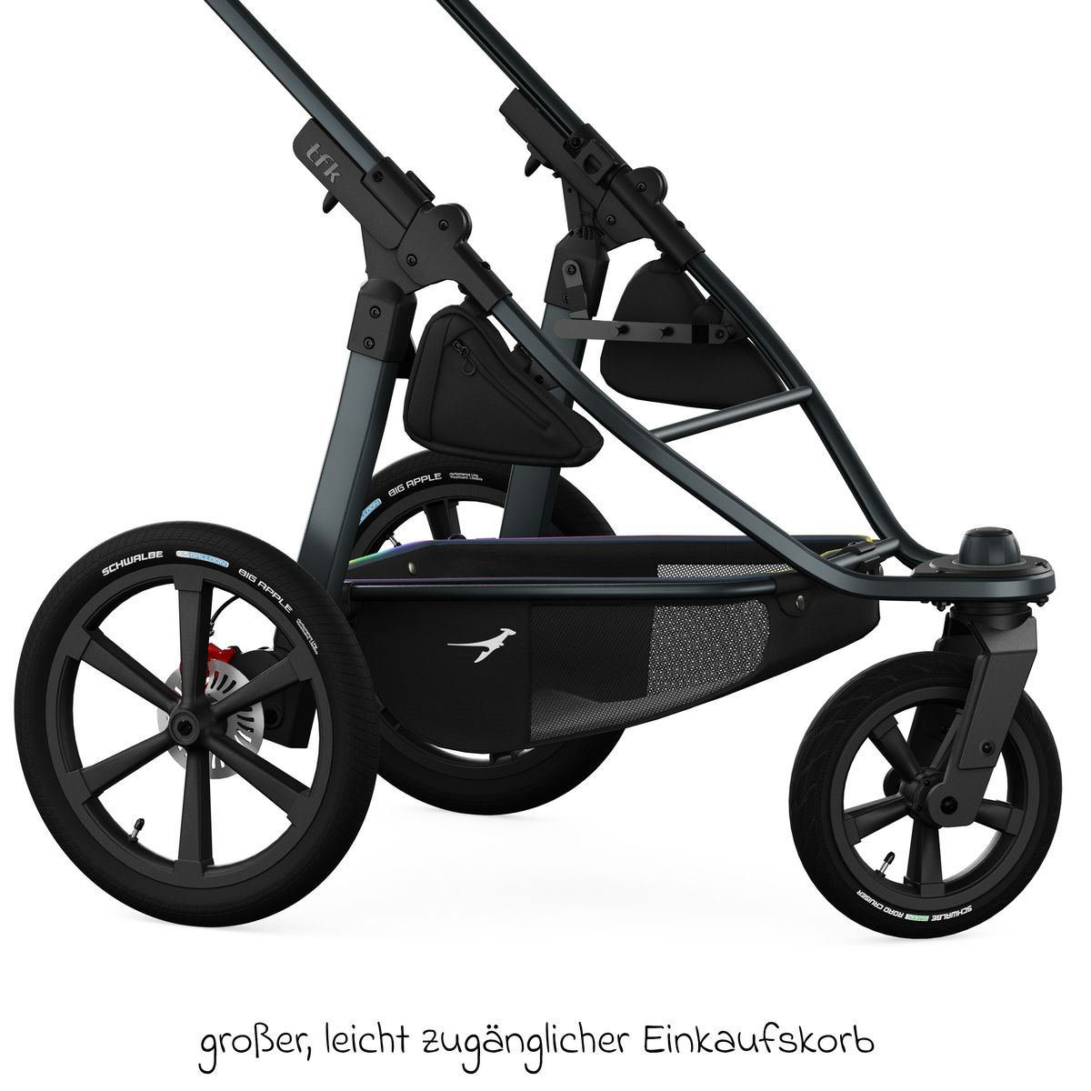 Understell med lufthjul til Pro, 16" og 12" - TFK justerbar skyvestang