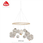 Montert Uro i tre og tekstil Dovendyr 22 cm i barneseng
