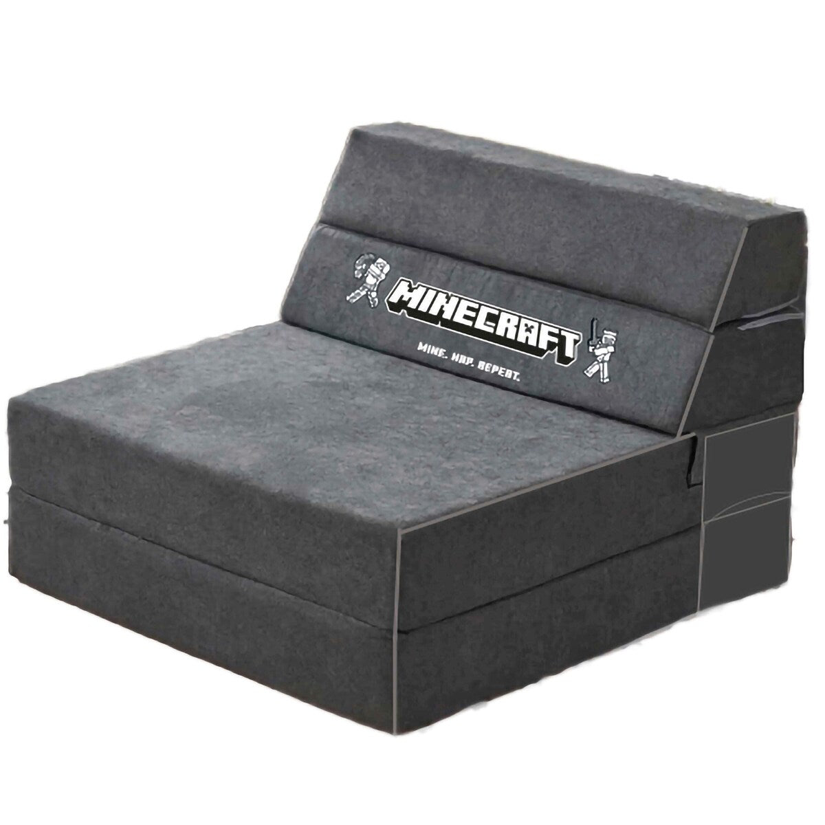 Uttrekkbar sovesofa Minecraft for barn, polstret sett forfra