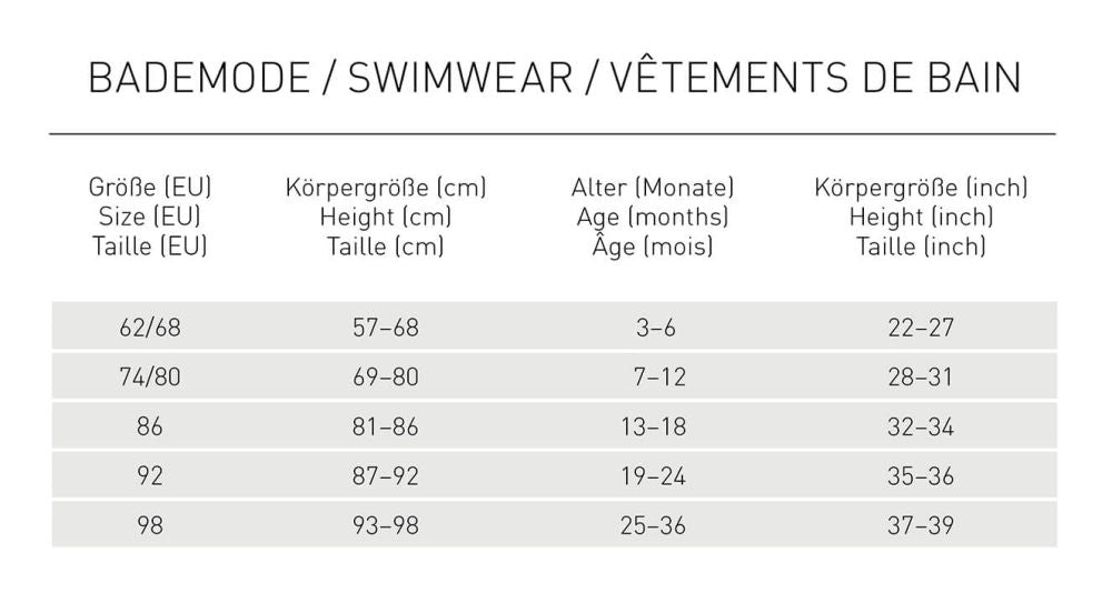 Montert UV-beskyttelsesdrakt 60 kortermet str. 74/80 Palms grå på barn