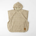 UV-poncho Leopard Brown UPF 50+ 1-3 år økologisk bomull forfra