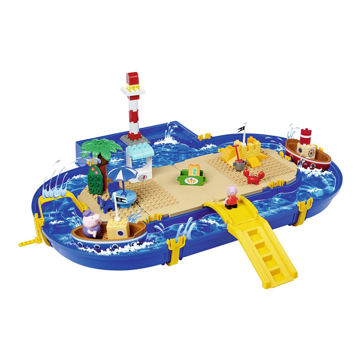 Vannbane Peppa Holiday med 3 figurer og 2 båter forfra