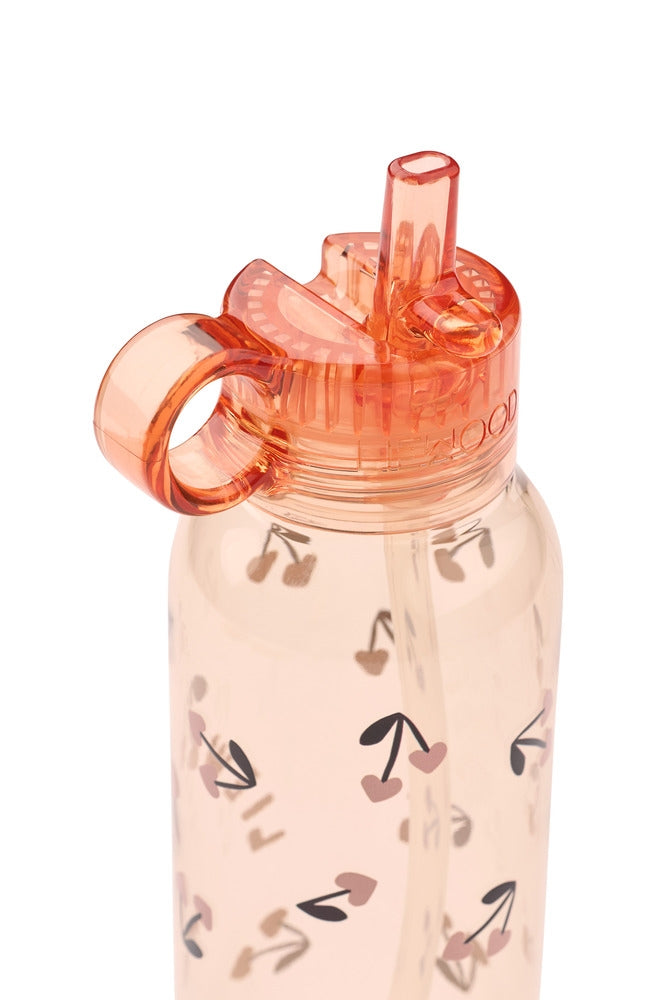 Vannflaske barn tritan 500 ml med sugerør Cherry Heart detalj av lokk
