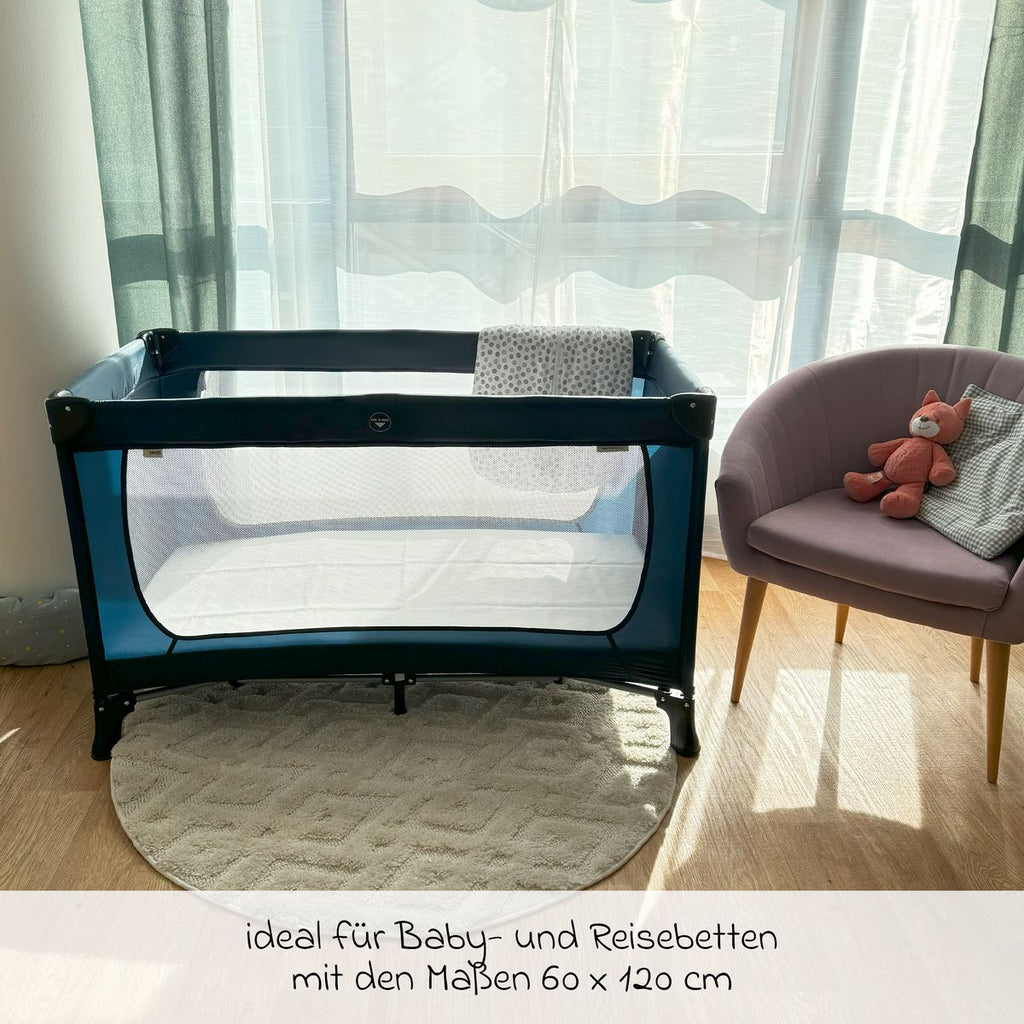Montert Vanntett madrassbeskytter i molton 60 x 120 cm, Oeko-Tex i sprinkelseng