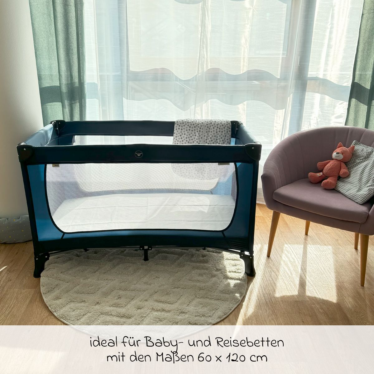 Montert Vanntett madrassbeskytter i molton 60 x 120 cm, Oeko-Tex i sprinkelseng