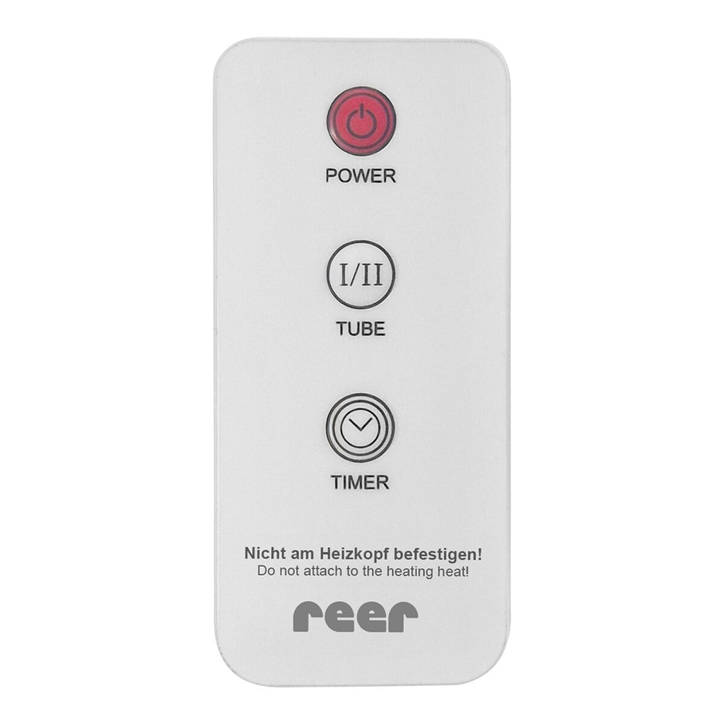 Nærbilde av fjernkontroll til varmelampe 2-i-1 HeatCare+ Flex med gulvstativ 700 W