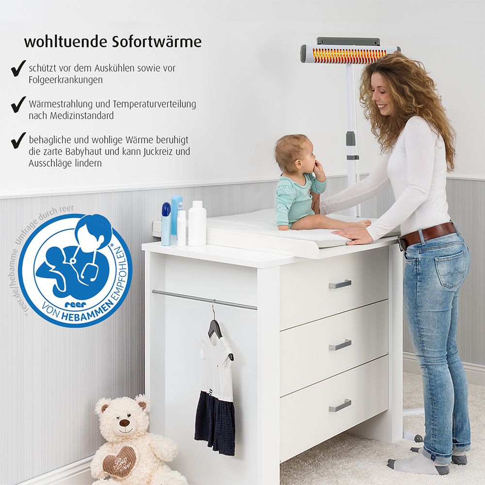 Varmelampe Easy Heat Flex til stellebord med stativ med kontrollampe