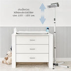 Varmelampe Easy Heat Flex til stellebord med stativ detalj av justerbar teleskopstang