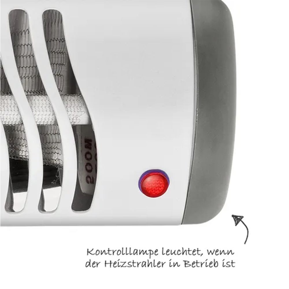Nærbilde av varmelyskilde på Varmelampe Easy Heat Flex til stellebord med stativ
