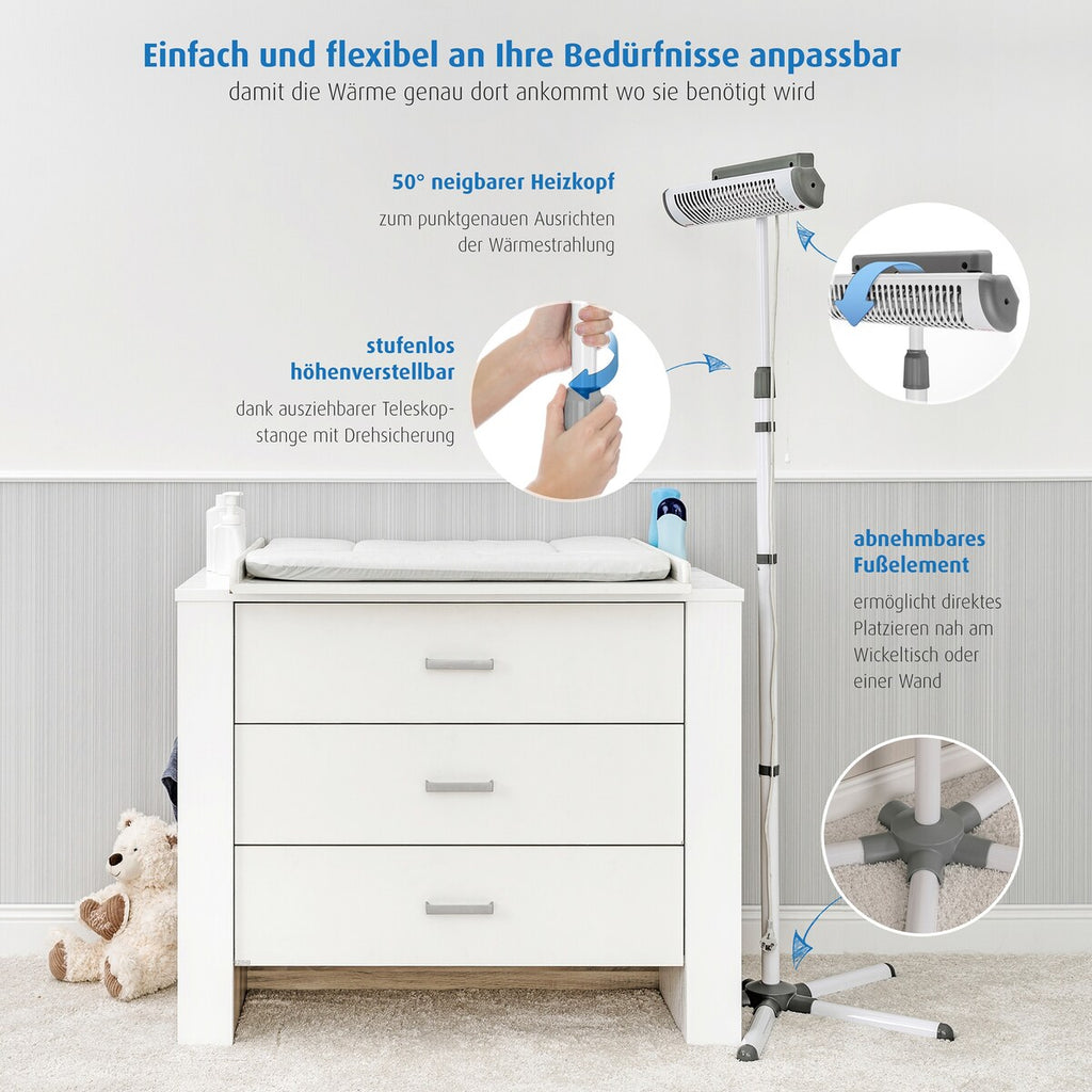 Varmelampe EasyHeat Flex med gulvstativ 500W bakside