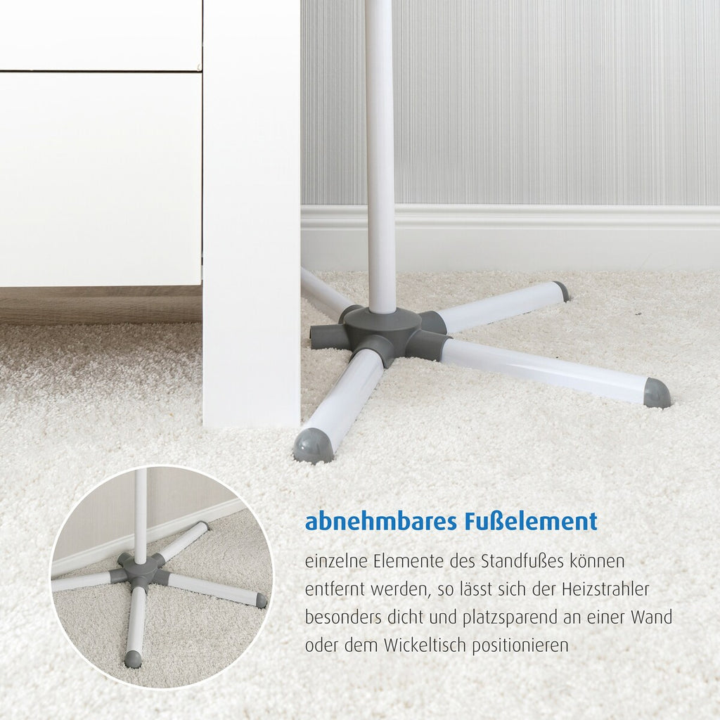 Montert Varmelampe EasyHeat Flex med gulvstativ 500W ved stellebord