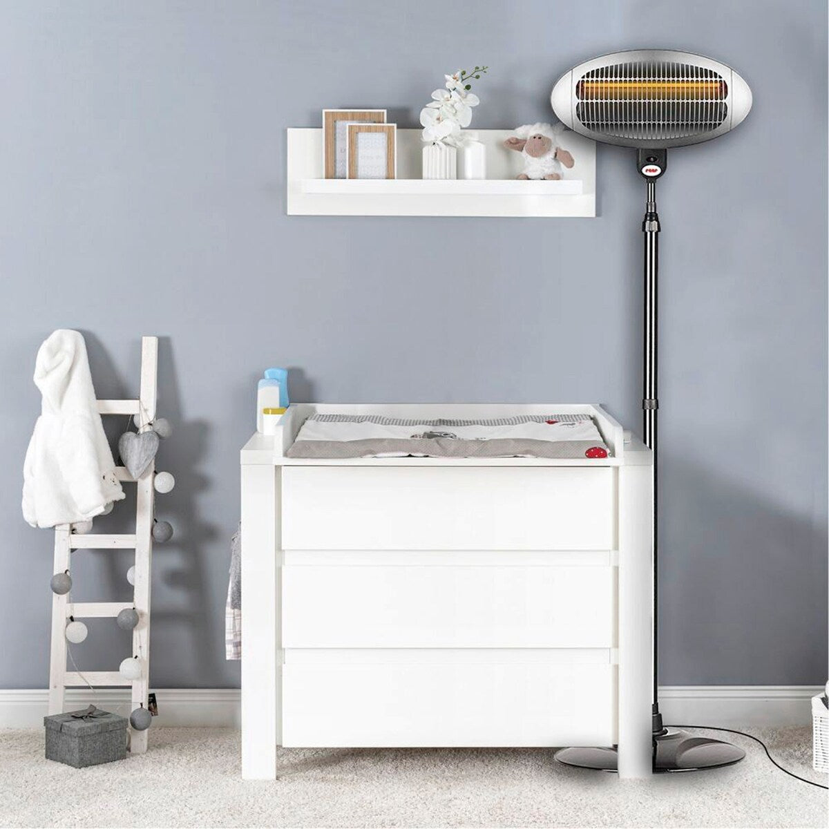 Varmelampe for stellebord med gulvstativ 148-210 cm sikkerhetsvarmestav