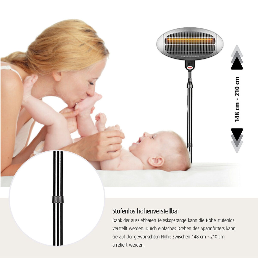 Montert varm lampe for stellebord med gulvstativ 148-210 cm