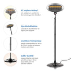 Nærbilde av varm lampe for stellebord med gulvstativ 148-210 cm
