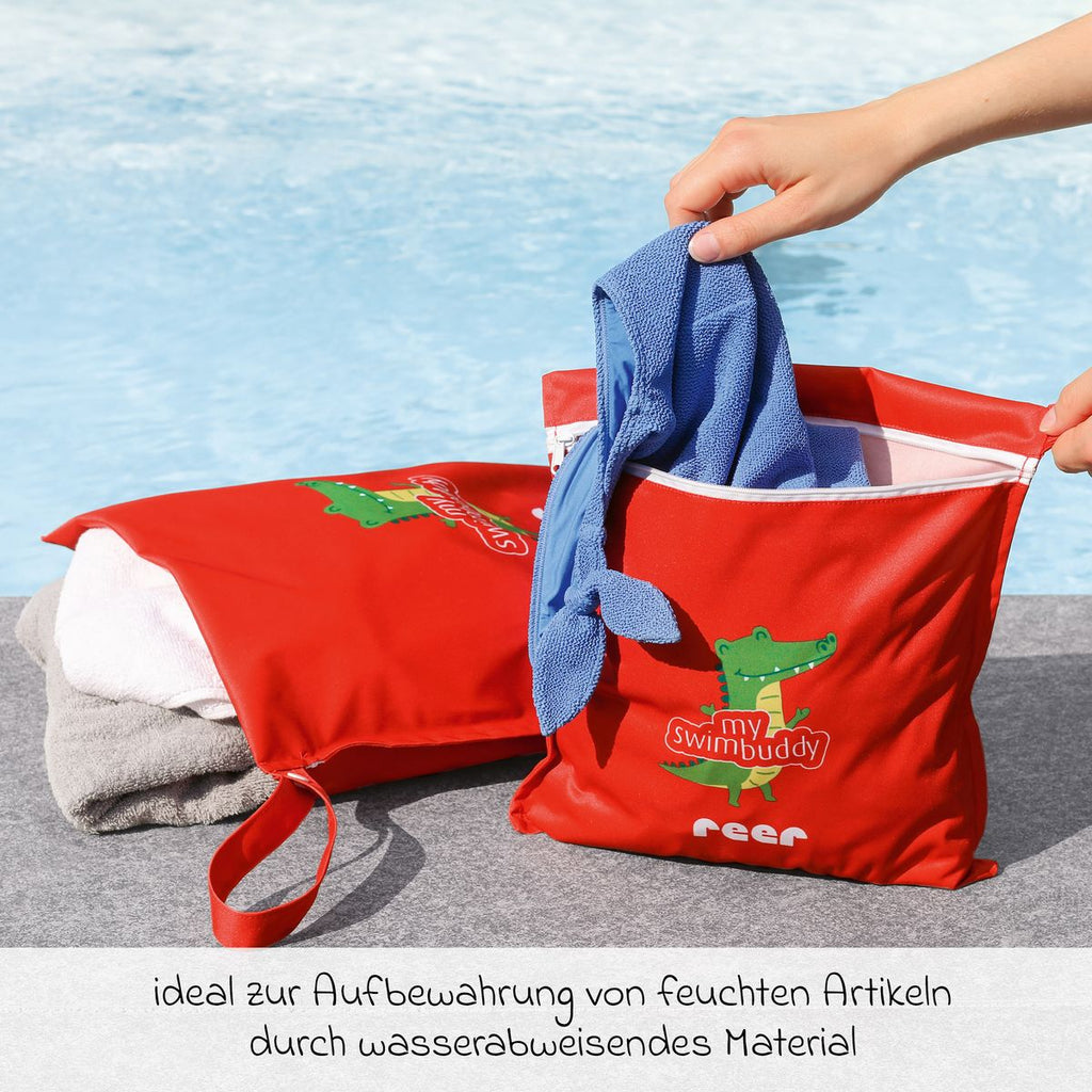 Bakside av våtpose myswimbuddy 2-pakning 45x40 og 30x30 cm, rød