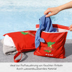 Bakside av våtpose myswimbuddy 2-pakning 45x40 og 30x30 cm, rød
