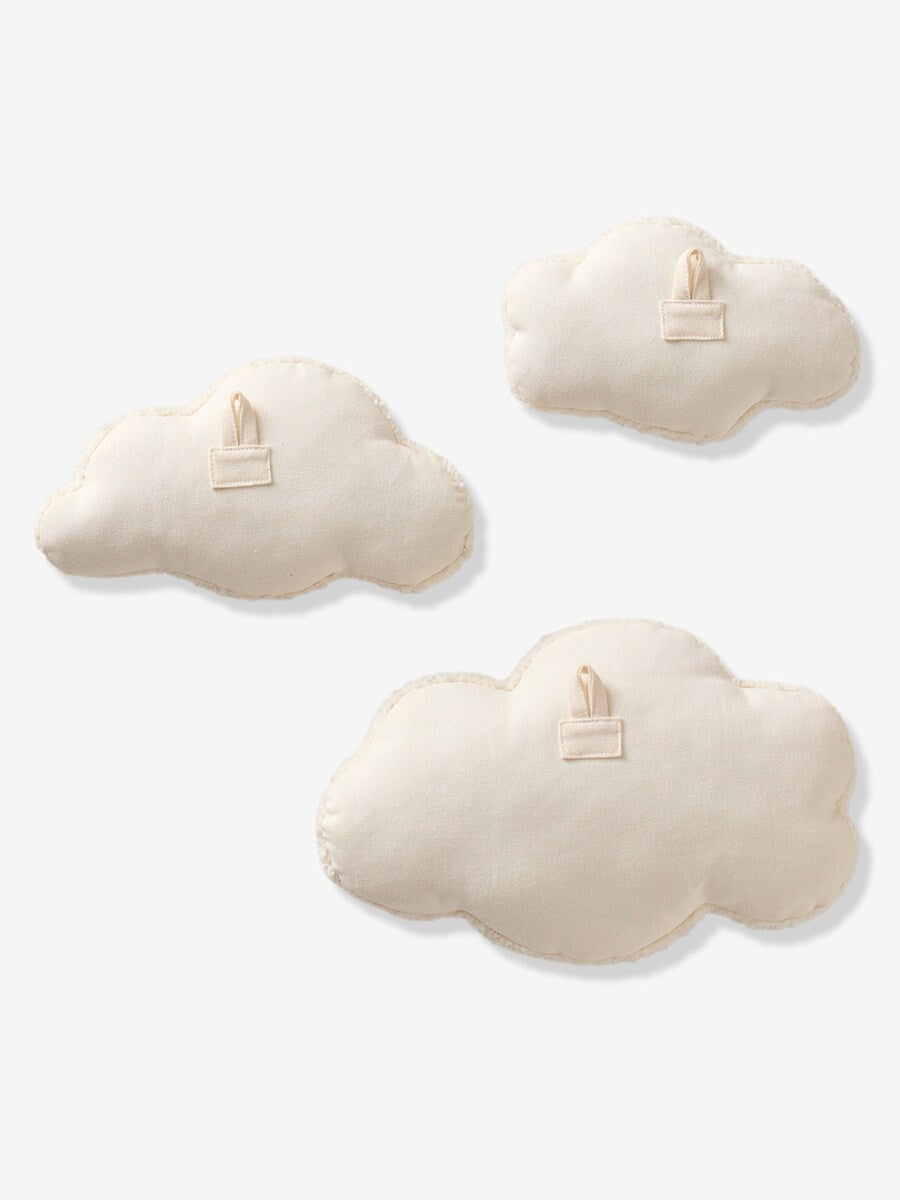 Detalj av veggdekor skyer i teddyfleece 3-pk