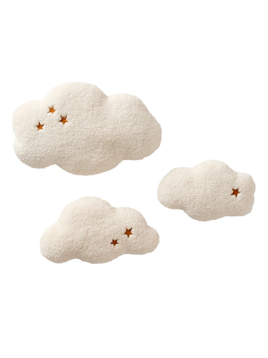 Nærbilde av tekstur på veggdekor skyer i teddyfleece 3-pk