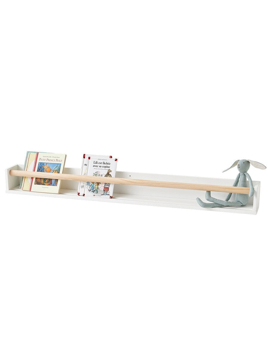 Vegghylle KONFETTI MDF og furu 100 cm hvit/natur forfra