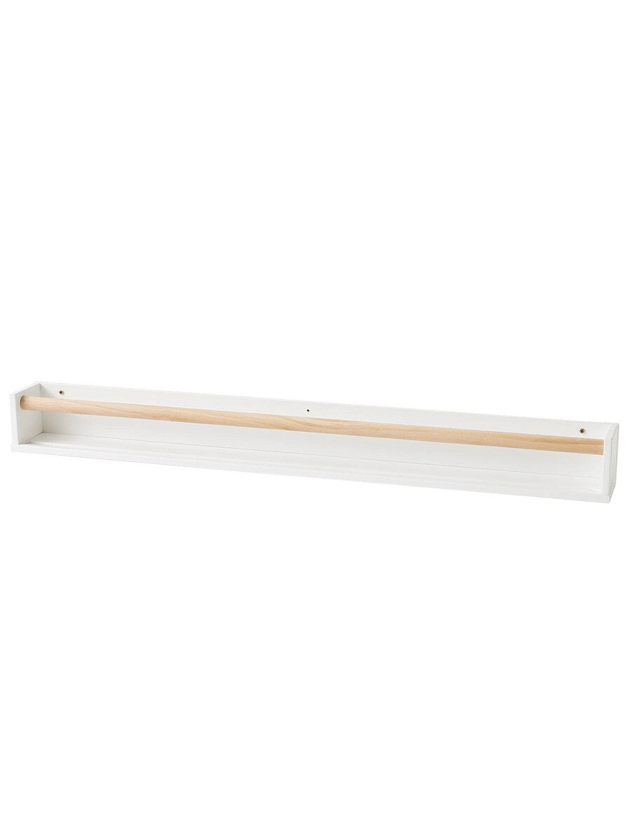 Vegghylle KONFETTI MDF og furu 100 cm hvit/natur detalj av stang i furu
