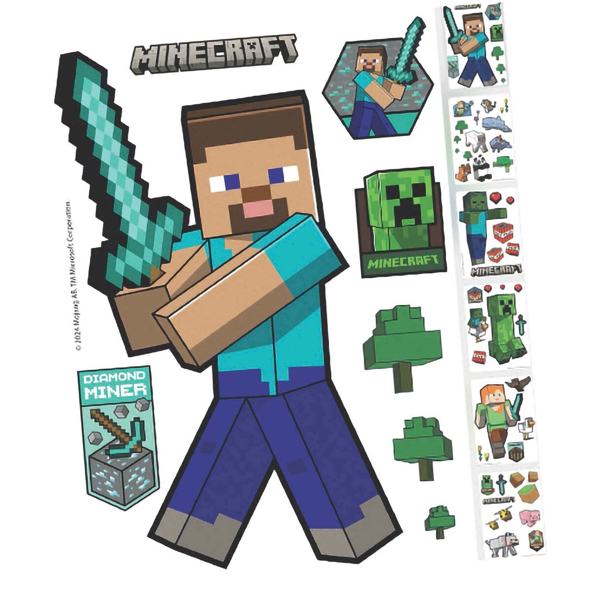 Veggklistremerker Minecraft-karakterer selvklebende vinyl forfra