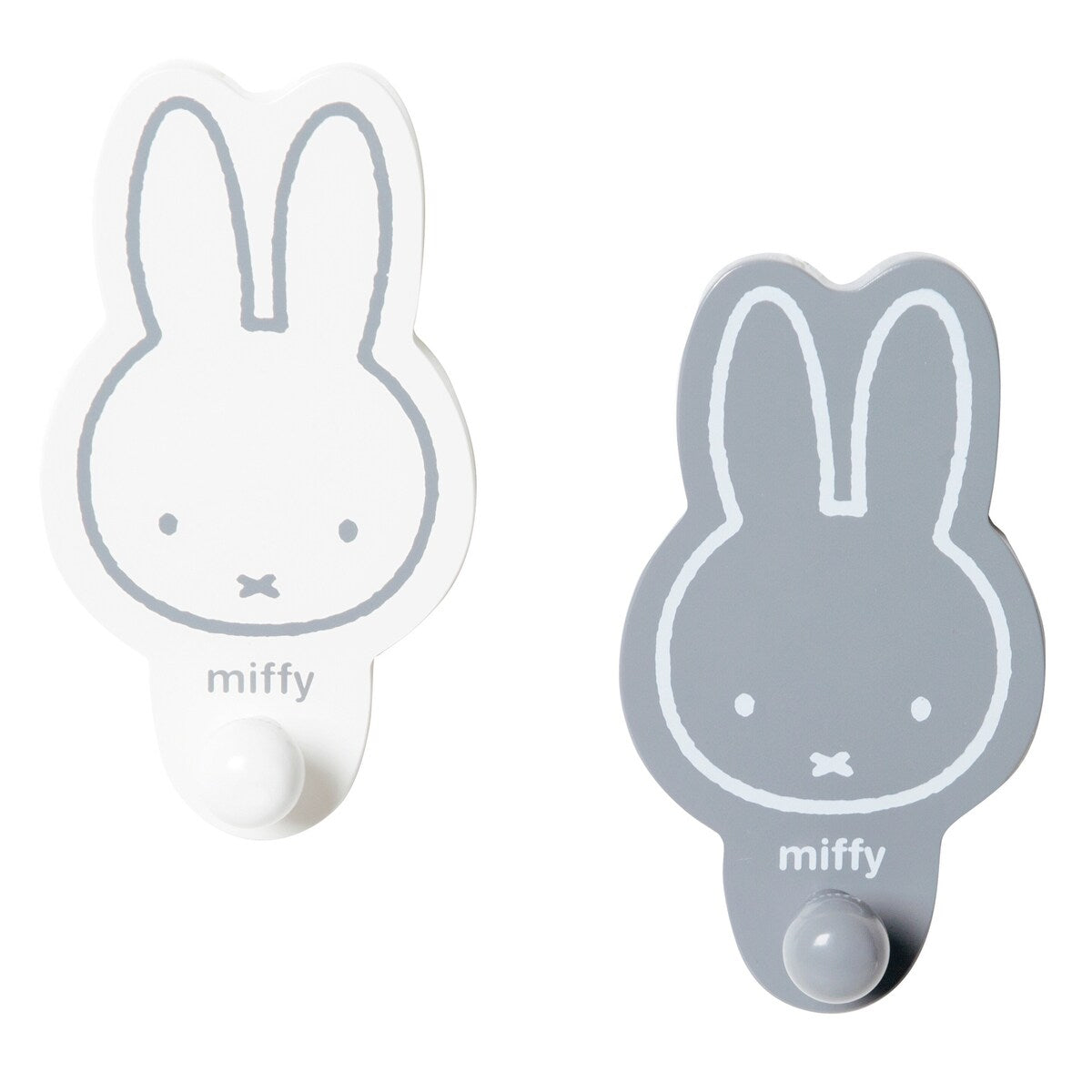 Veggkroker 2-pakning Miffy i MDF, hvit og grå, bakside