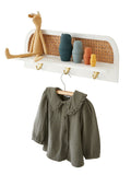 Vegggarderobe med rotting og hylle 3 knagger 50 cm forfra