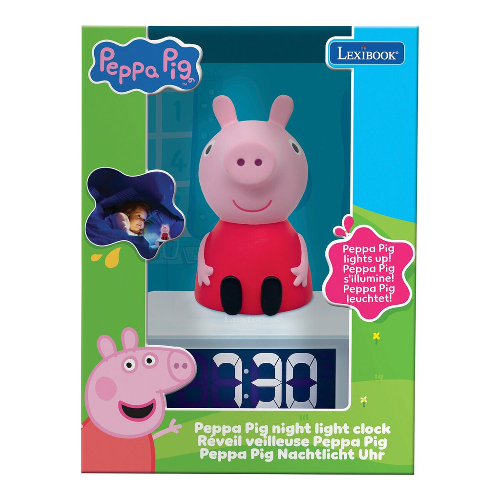 Nærbilde av LED-nattlys på Vekkerklokke Peppa Pig med nattlys og LCD