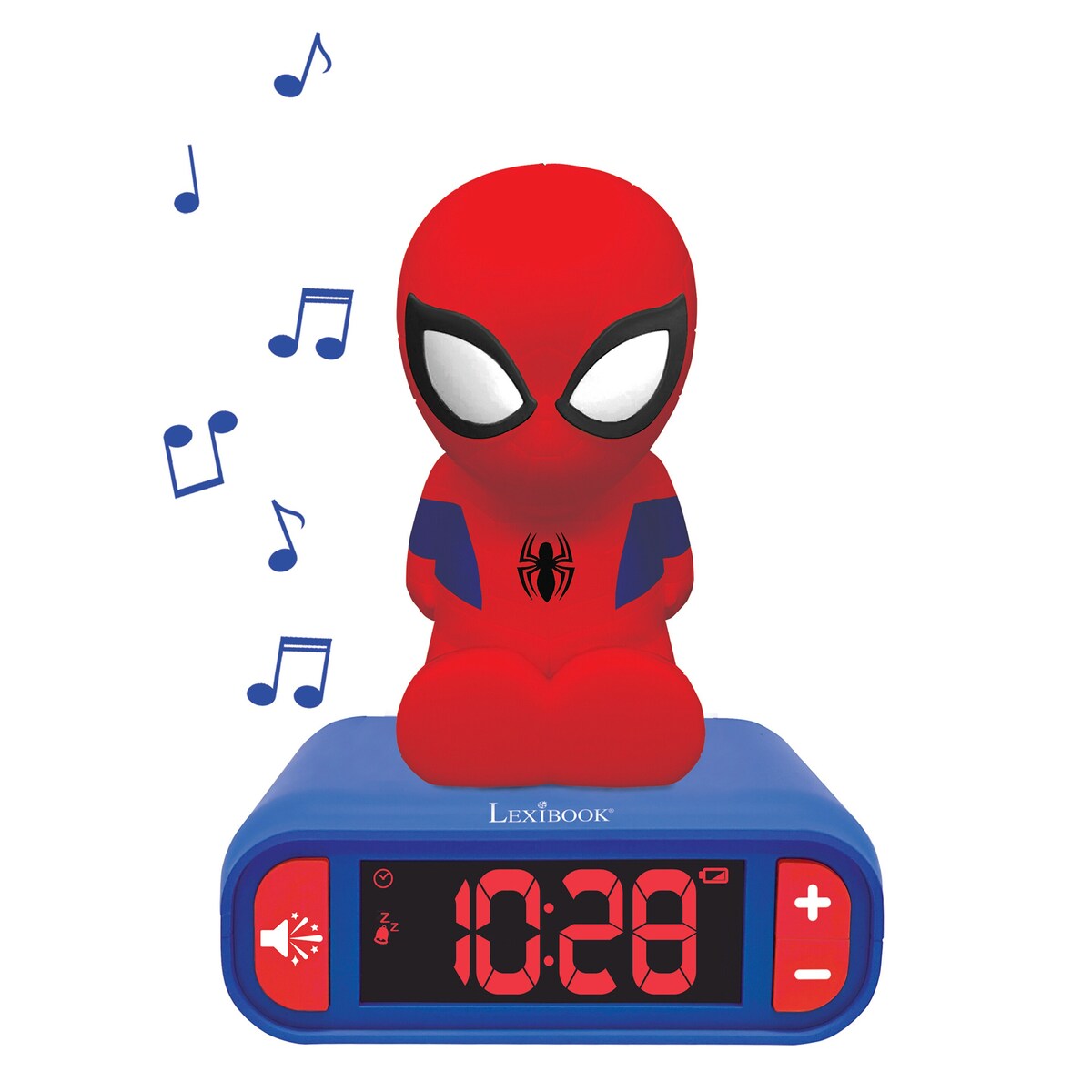 Detaljbilde av LED-nattlys på Vekkerklokke Spider-Man