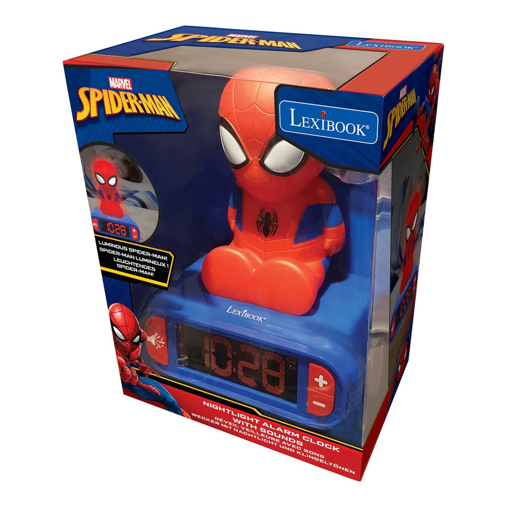Montert Vekkerklokke Spider-Man med nattlys og LCD i bruk