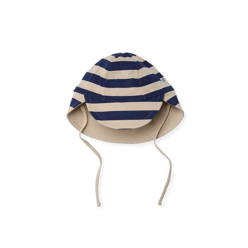 Vendbar solhatt UPF 50+ Navy Stripe 6-18 mnd - Cloby forfra