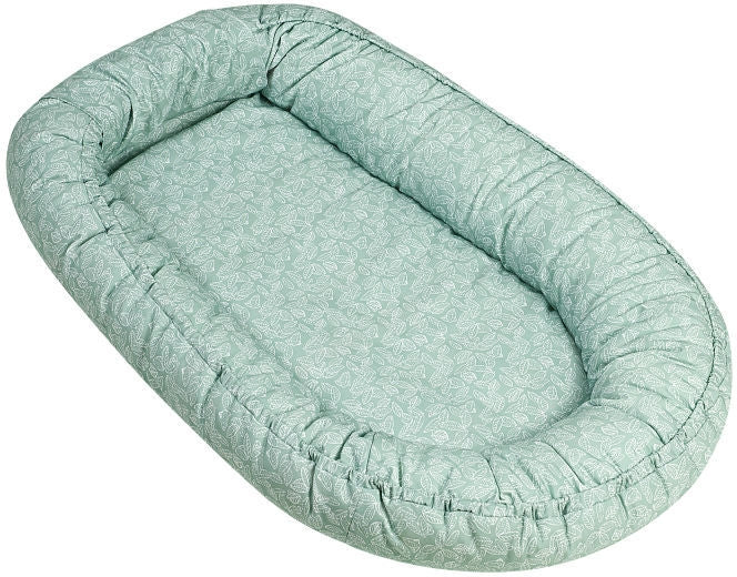 Vendbart babynest TENCEL bomull med snøring hvit forfra