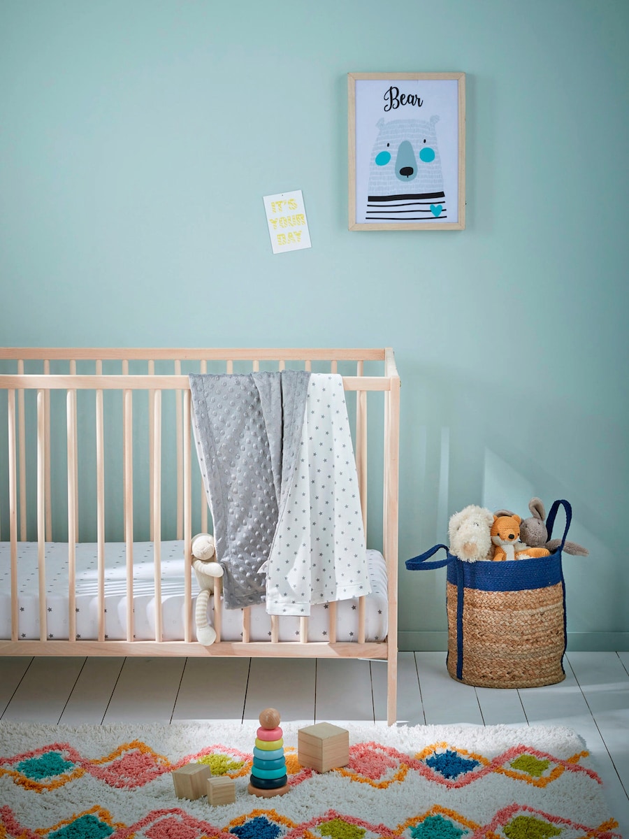 Vendbart babyteppe STELLA 75x100 cm forside med Minky-Fleece