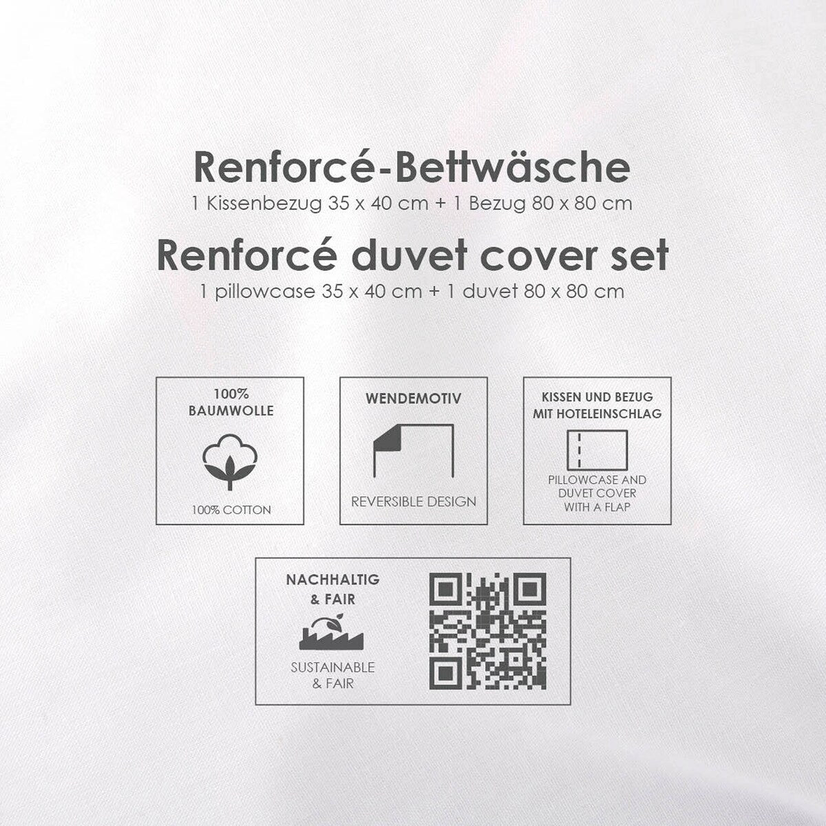 Vendbart sengetøy renforcé 35x40/80x80 cm bomull - Baby Best