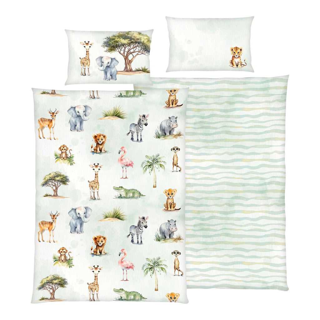 Vendbart sengetøy safari renforcé bomull 40x60/100x135 cm forfra