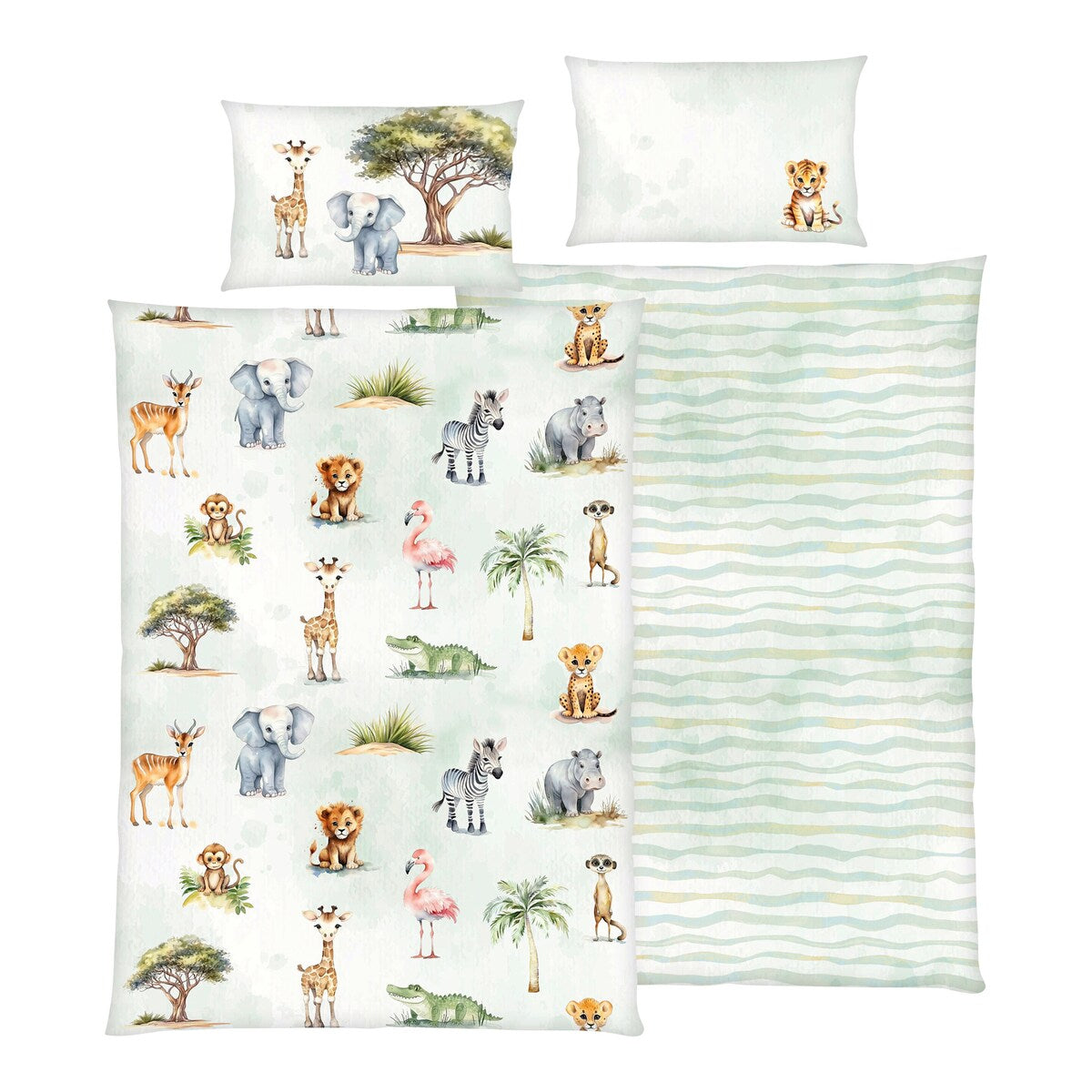 Vendbart sengetøy safari renforcé bomull 40x60/100x135 cm forfra