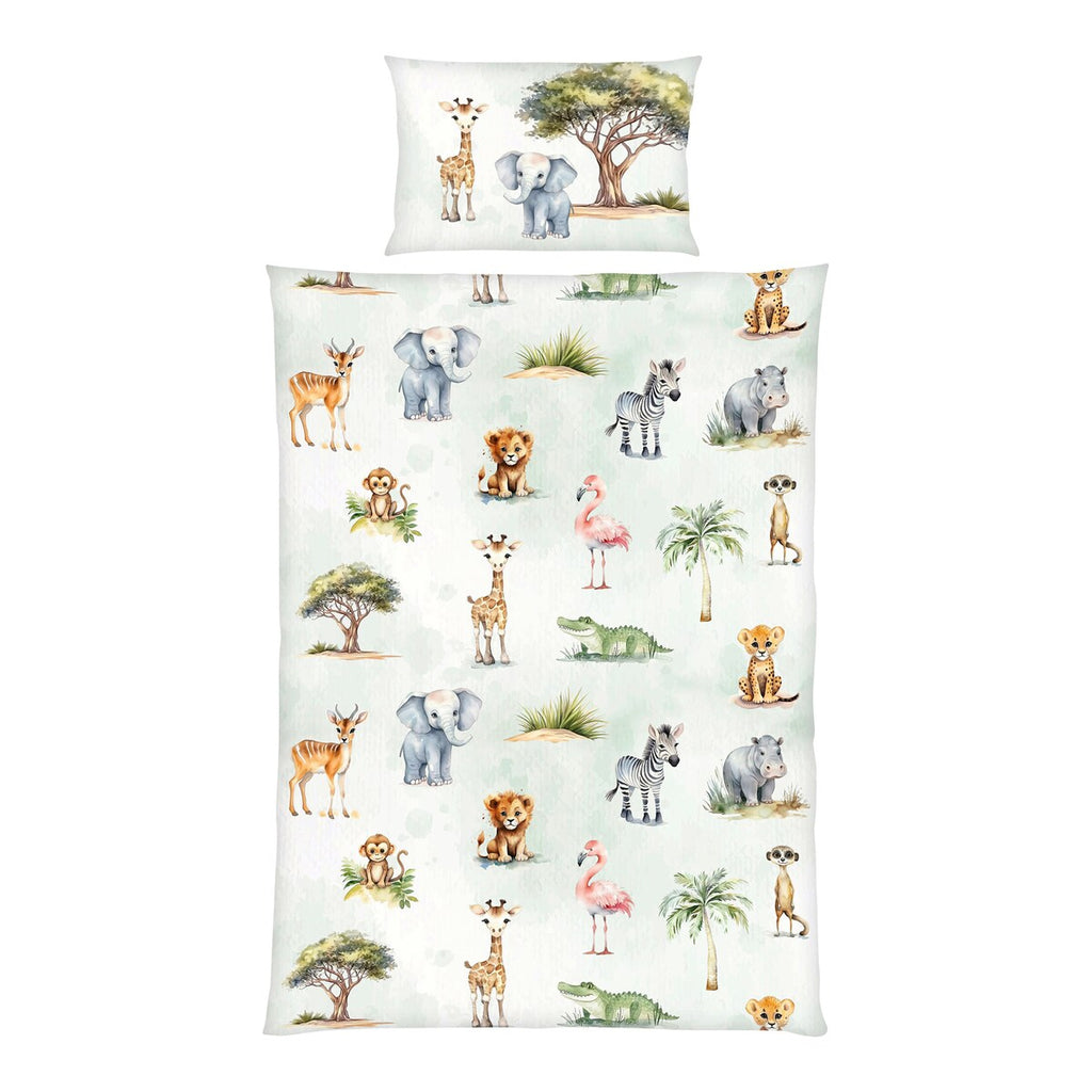 Vendbart sengetøy safari renforcé bomull 40x60/100x135 cm bakside med stripet mønster