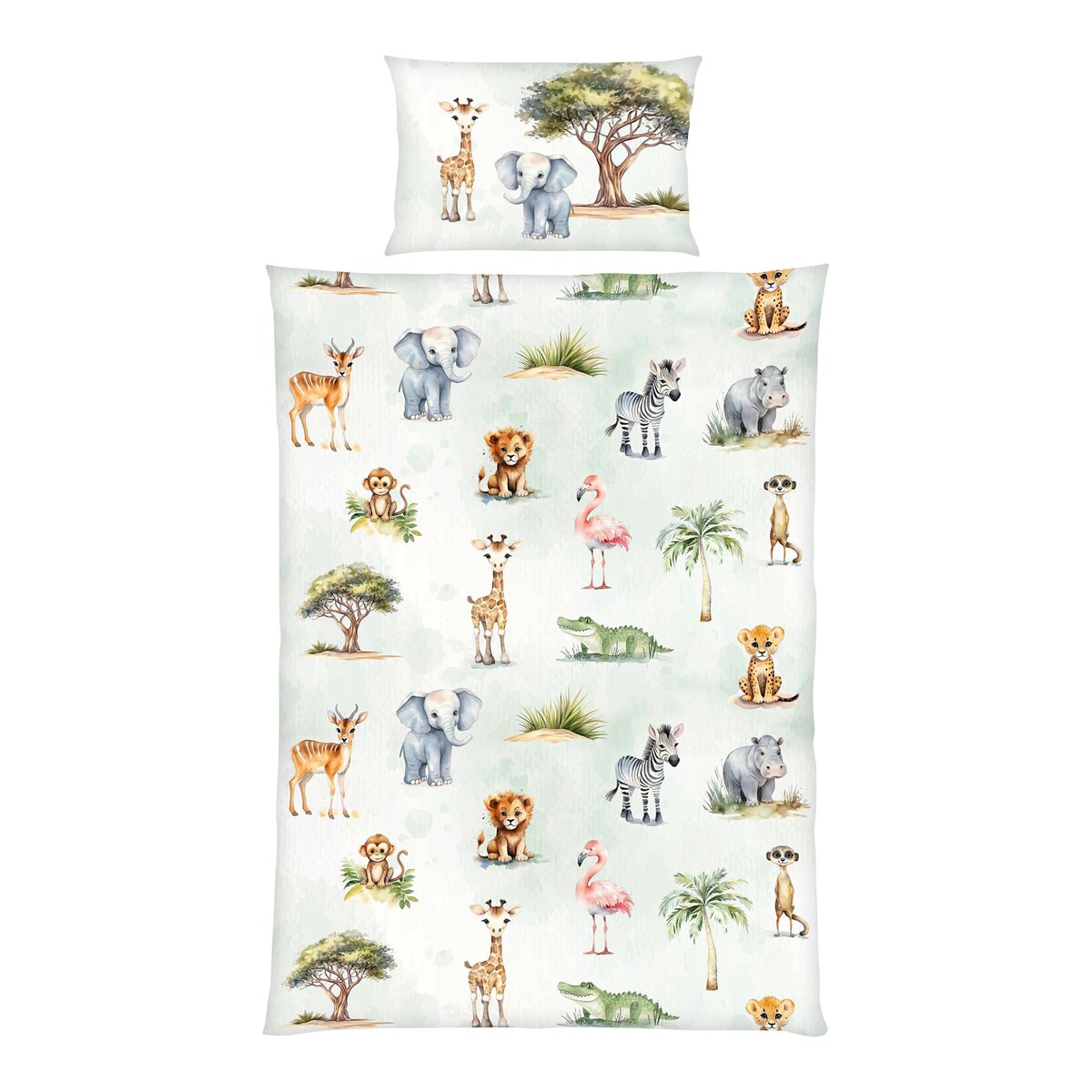 Vendbart sengetøy safari renforcé bomull 40x60/100x135 cm bakside med stripet mønster