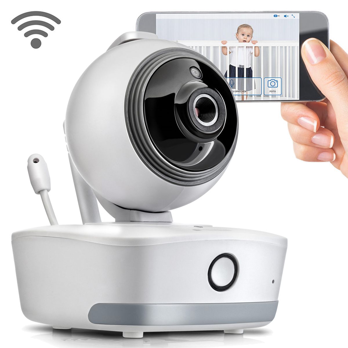Video-babycall IP BabyCam Move HD med nattlys forfra