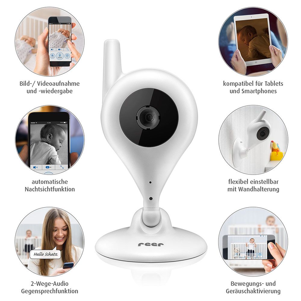 Video-babycall IP-Cam med nattsyn og toveis tale - Reer med fleksibel montering